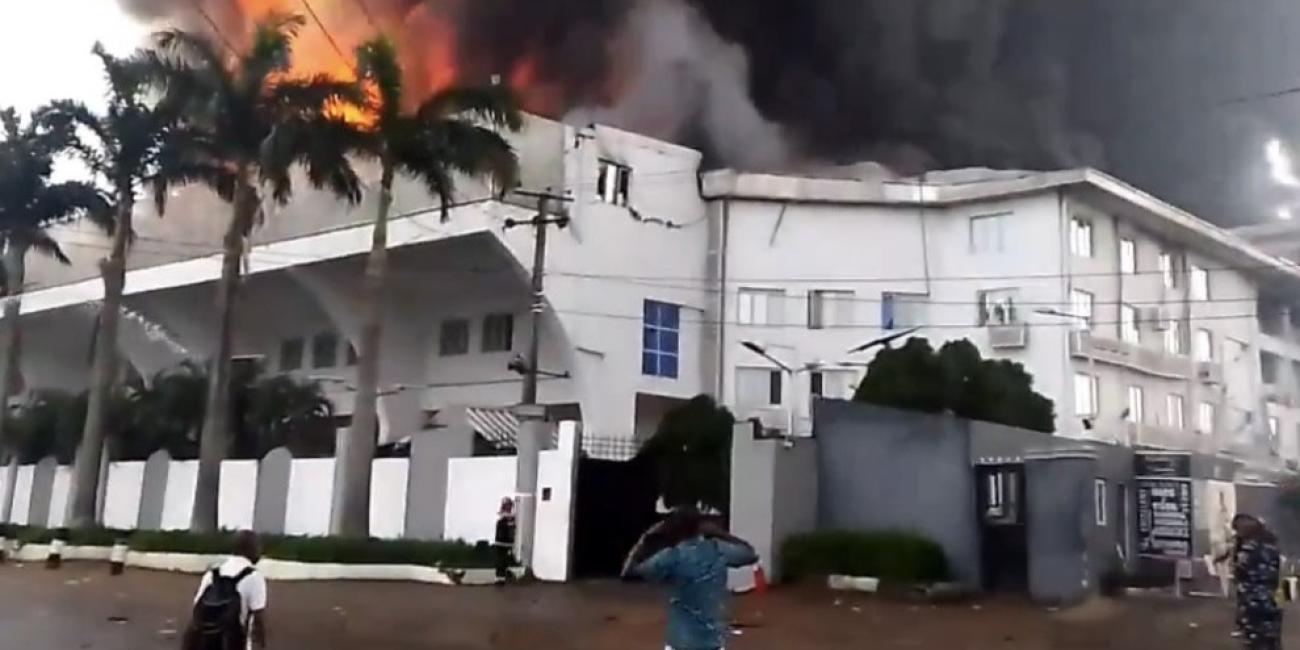 BREAKING: Fire Guts Chris Oyakhilome’s Christ Embassy Church Headquarters In Lagos